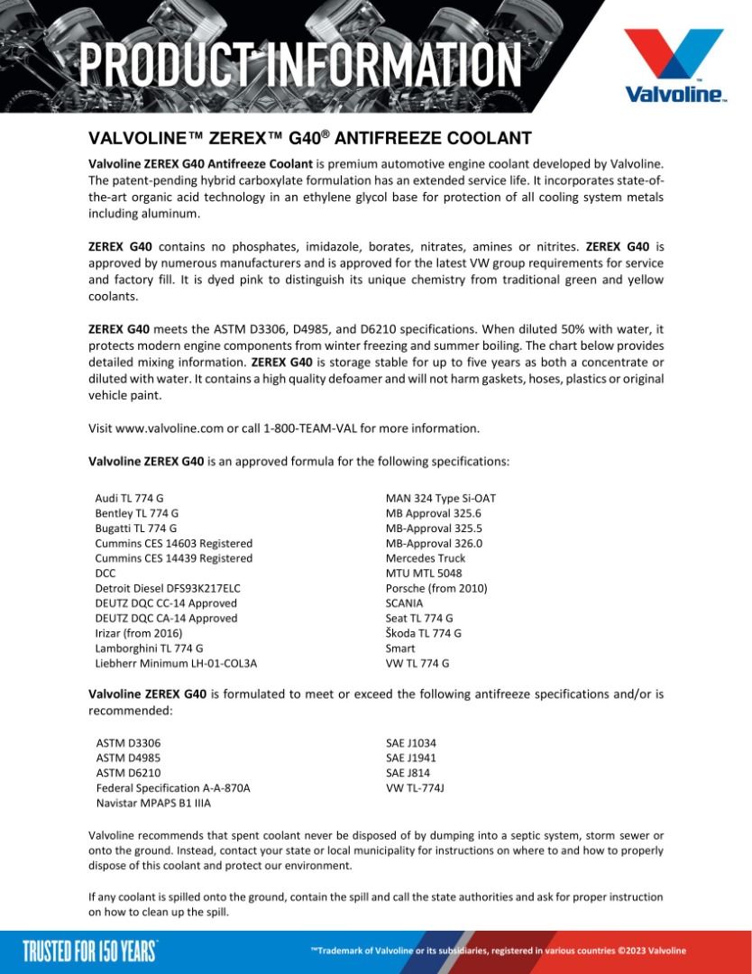 Vavoline Zerex G40 Antifreeze Coolant Concentrate, Car Accessories