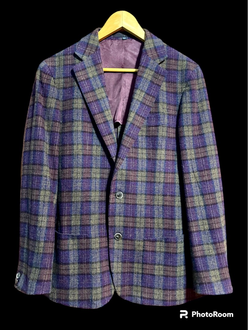 Natazzi Striped Wool Tailored Jacket, Made in Italy, Men's Size M wool Charcoal Vintage Second Hand