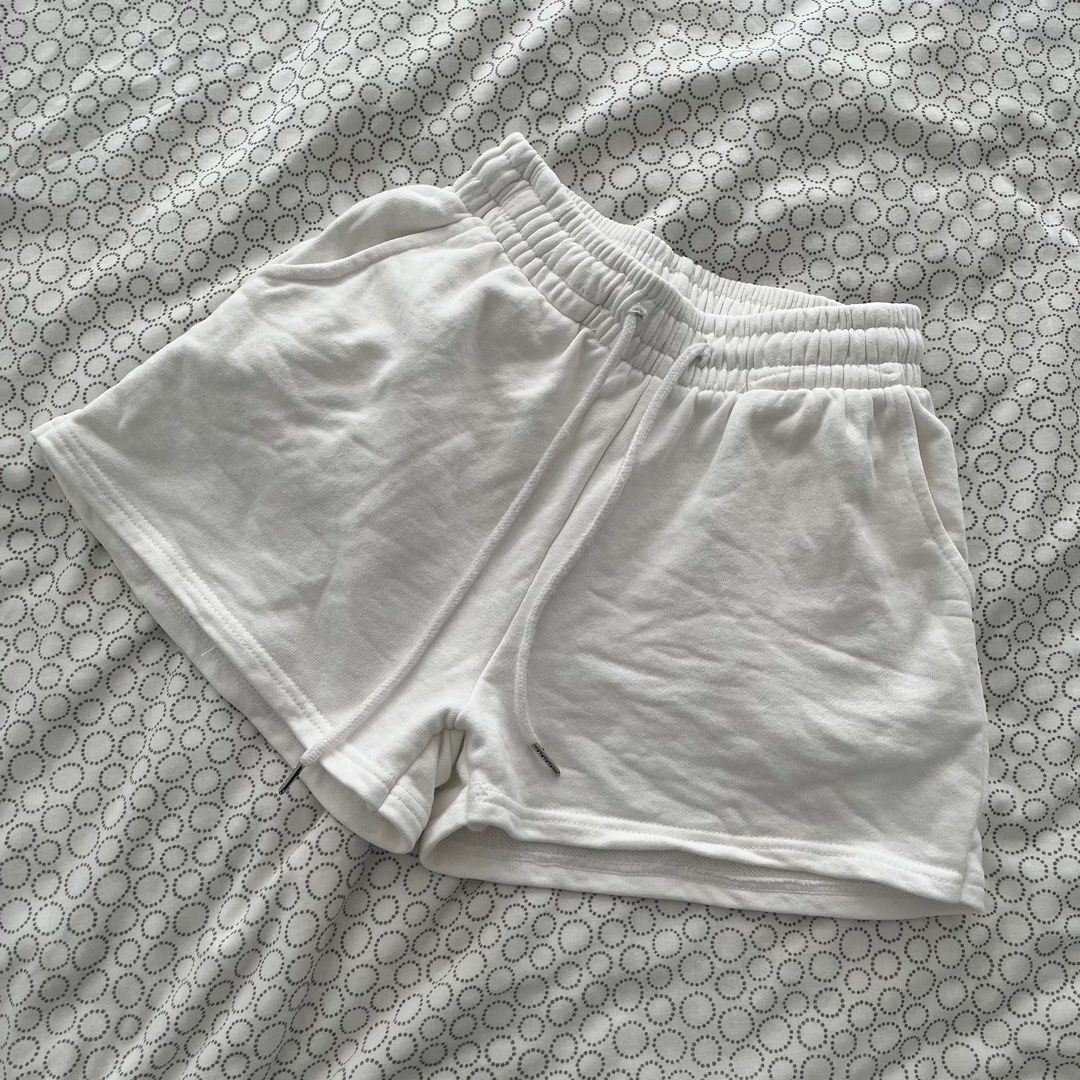 White Drawstring Shorts Women s Fashion Bottoms Shorts on Carousell