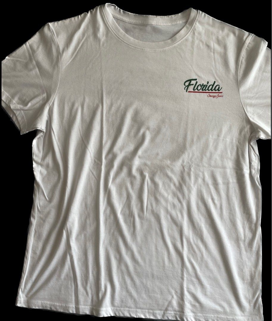 orange black and white graphic tee