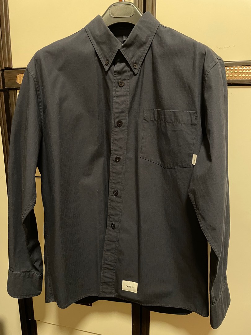 Wtaps Ripstop Navy LS shirt (size 02), 男裝, 上身及套裝, T-shirt