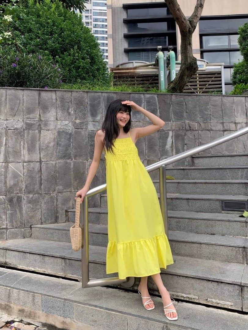 White and deals yellow dress