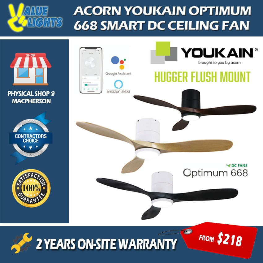YOUKAIN by Acorn Optimum YJ668H DC Smart Ceiling Fan 46" / 52" Hugger