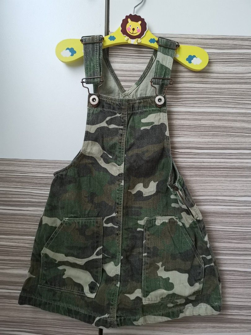 Zara Kids Printed Denim Pinafore Dress Babies Kids Babies