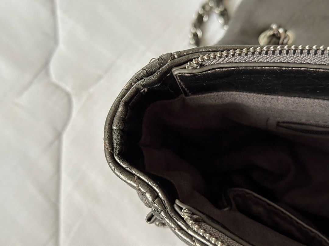 Zara black leather tassel fringe flap bag with chain