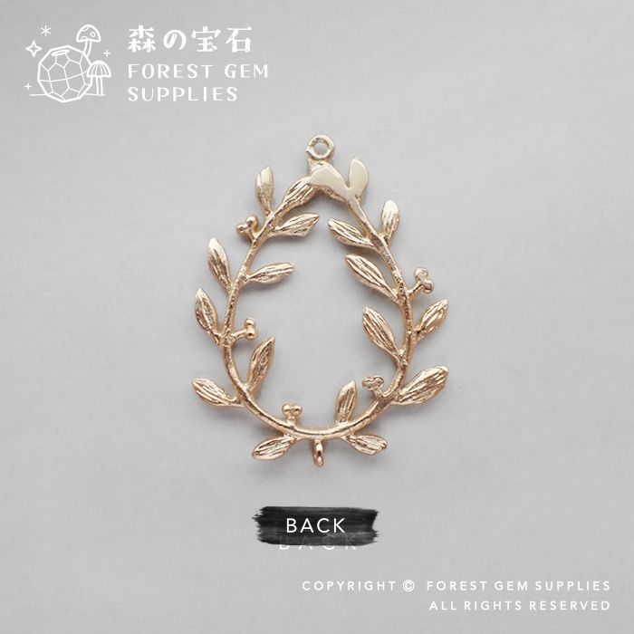 25x30mm Matte gold wreath with berries earring necklace connectors