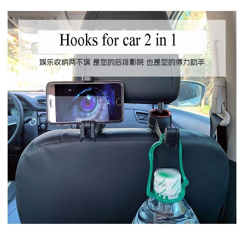 2/4Pcs Car Headrest Hook 2 in 1 Car Back Seat Hanger Vehicle Seat Headrest  Hidden Phone Holder Car Back Seat Hanger Folding Car Headrest Hook Stable  Car Back Seat Hanger xinanhome