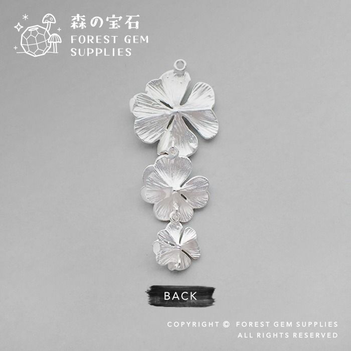 35x27mm Matte silver four leaf clover floral earring necklace