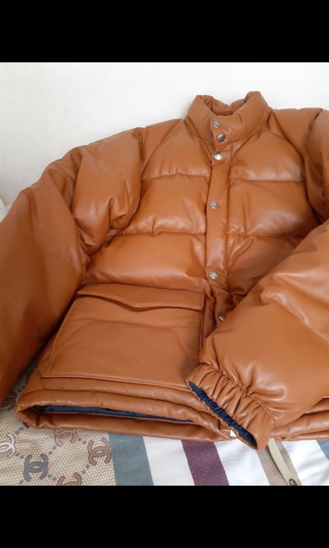 Bape leather top down jacket