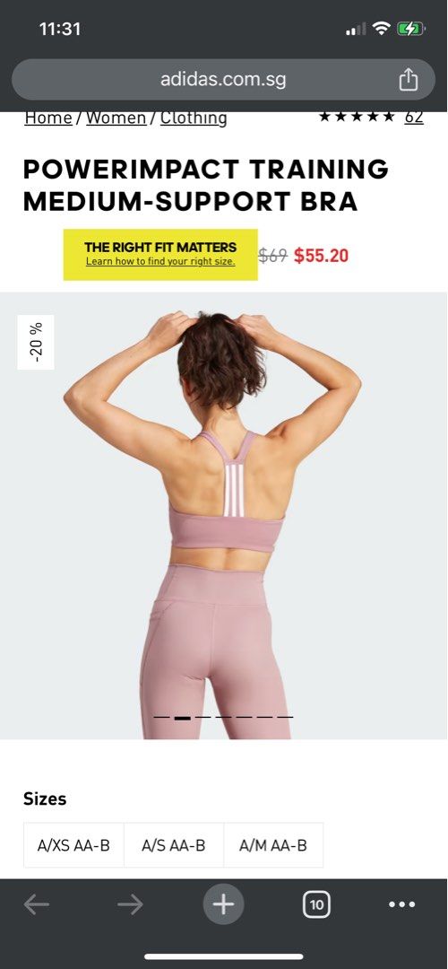 Adidas Sports Bra, Women's Fashion, Activewear on Carousell