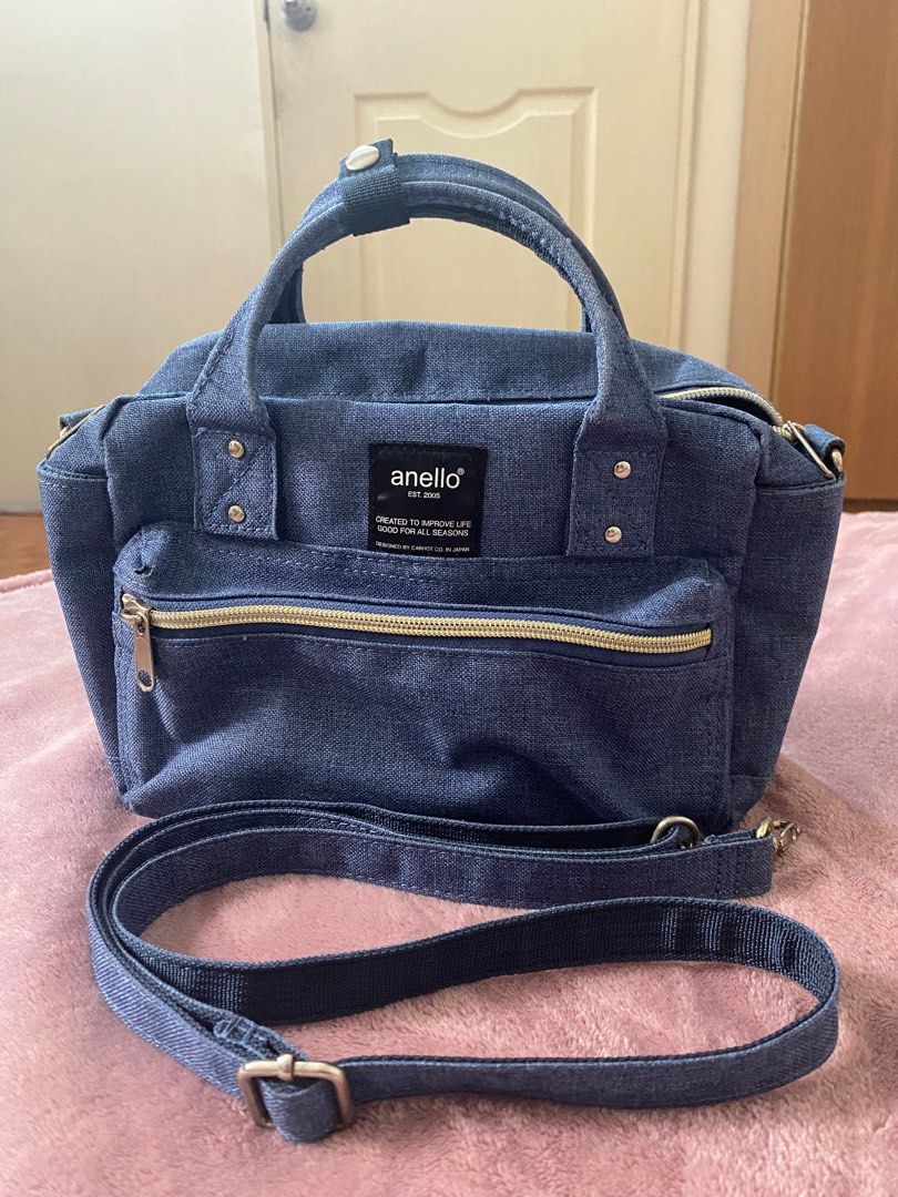 Authentic A.N.E.L.L.O PU Leather Mini Sling Bag - Navy Blue