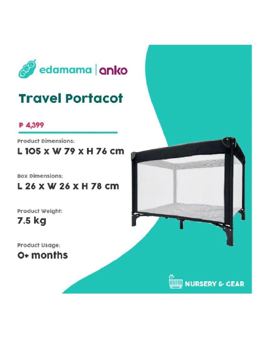 Anko Travel Portacot, Babies & Kids, Baby Nursery & Kids Furniture