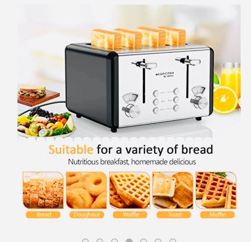 Aucma by Mic 4 slice stainless steel Toaster KST023GE, TV & Home