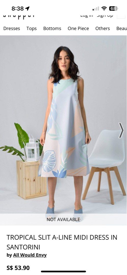 AWE tropical slit a line midi dress Women s Fashion Dresses