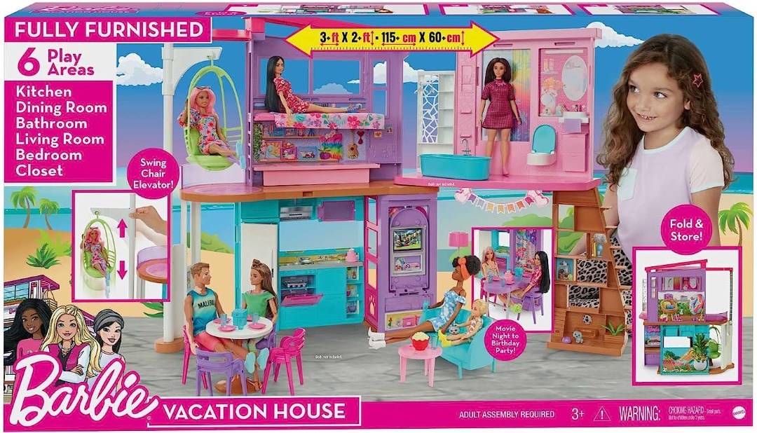 Barbie Dolls & Accessories Playset, Beach Boardwalk with Barbie “Brooklyn”  & “Malibu” Dolls, Food Stand, Kiosk & 30+ Accessories, Playsets -   Canada