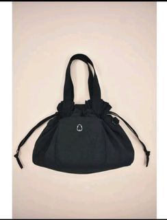 Black Leather Scrunchie Bag Strap