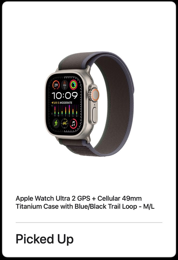Apple Watch Ultra 2 GPS + Cellular, 49mm Titanium Case with Blue/Black  Trail Loop - S/M