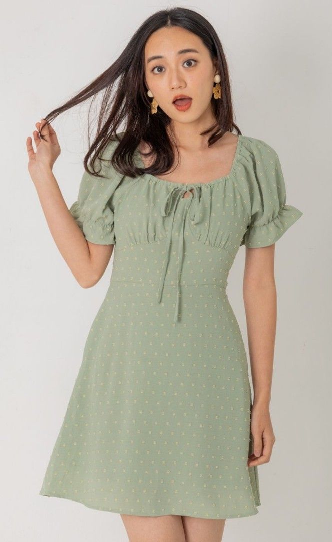 sage green swiss dot dress Winterberry Sage Swiss Dots Dress A Bee Bug Boutique
