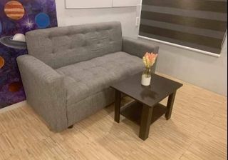 Brandnew !! erika 3 seater sofa grey fabric with center table uratex foam /cod only !!