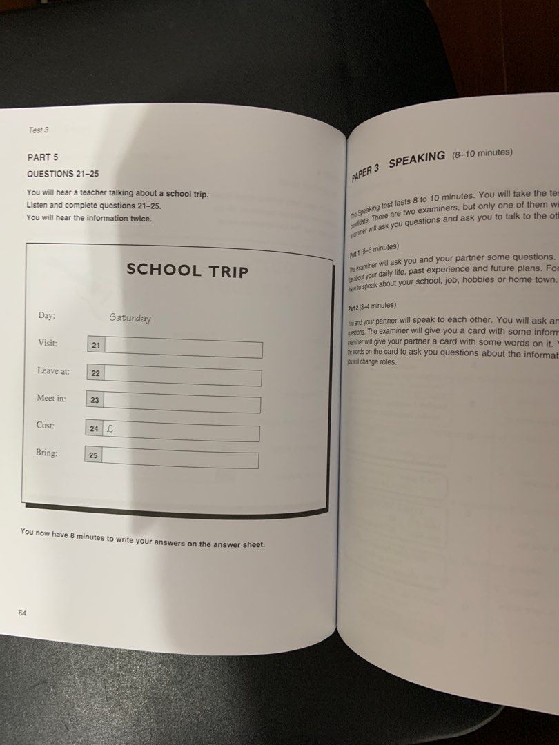 Cambridge Key English Test KET (With Answers) Book 3, 興趣及遊戲, 書本 & 文具 ...