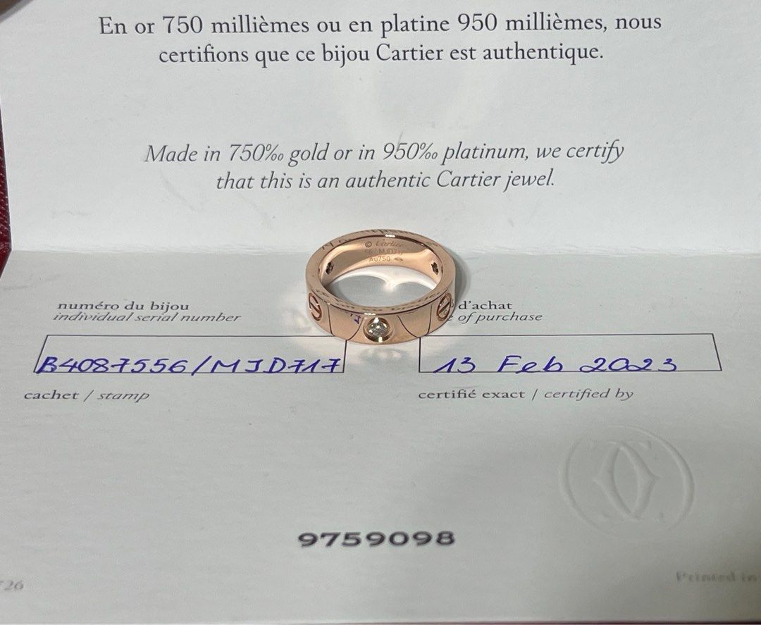 Cartier love ring top 3 diamond rose gold