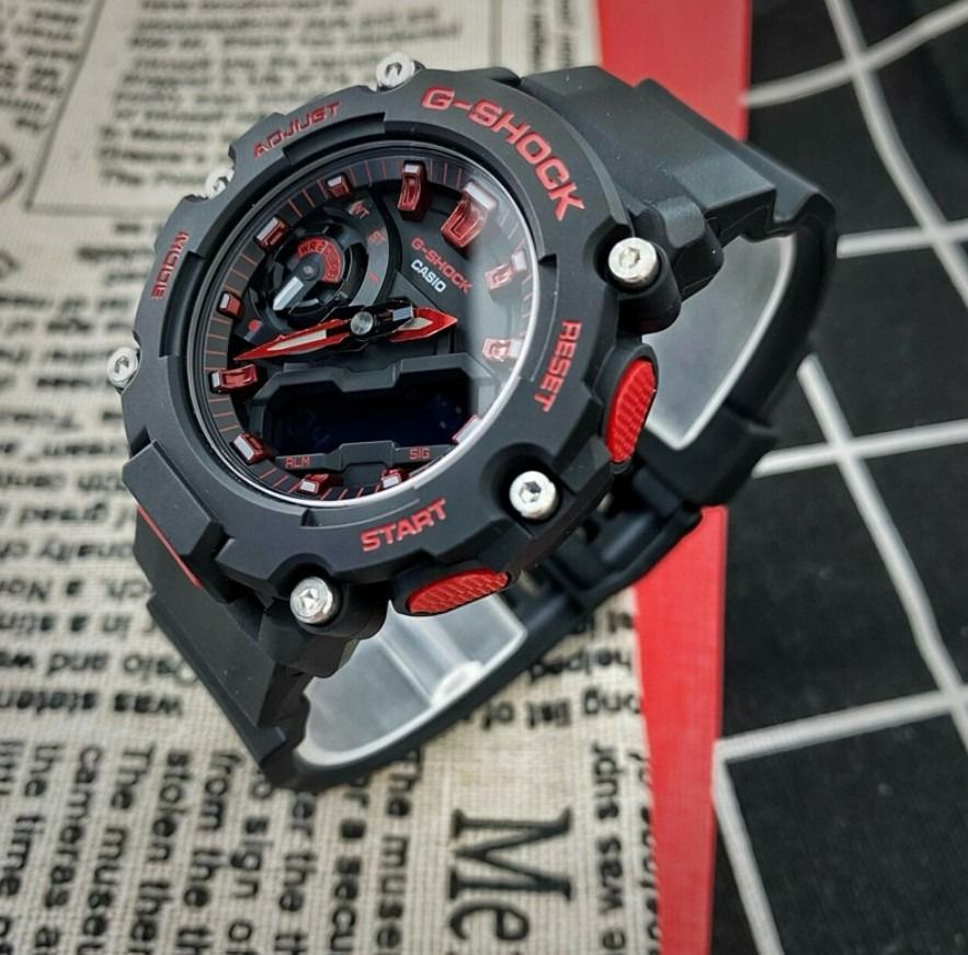 Casio G Shock GA 2200BNR 1A Black Red Resin World time Alarm