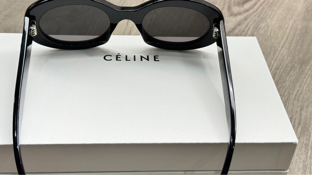 Celine Oval Acetate Sunglasses One Size - Black Grey | Editorialist