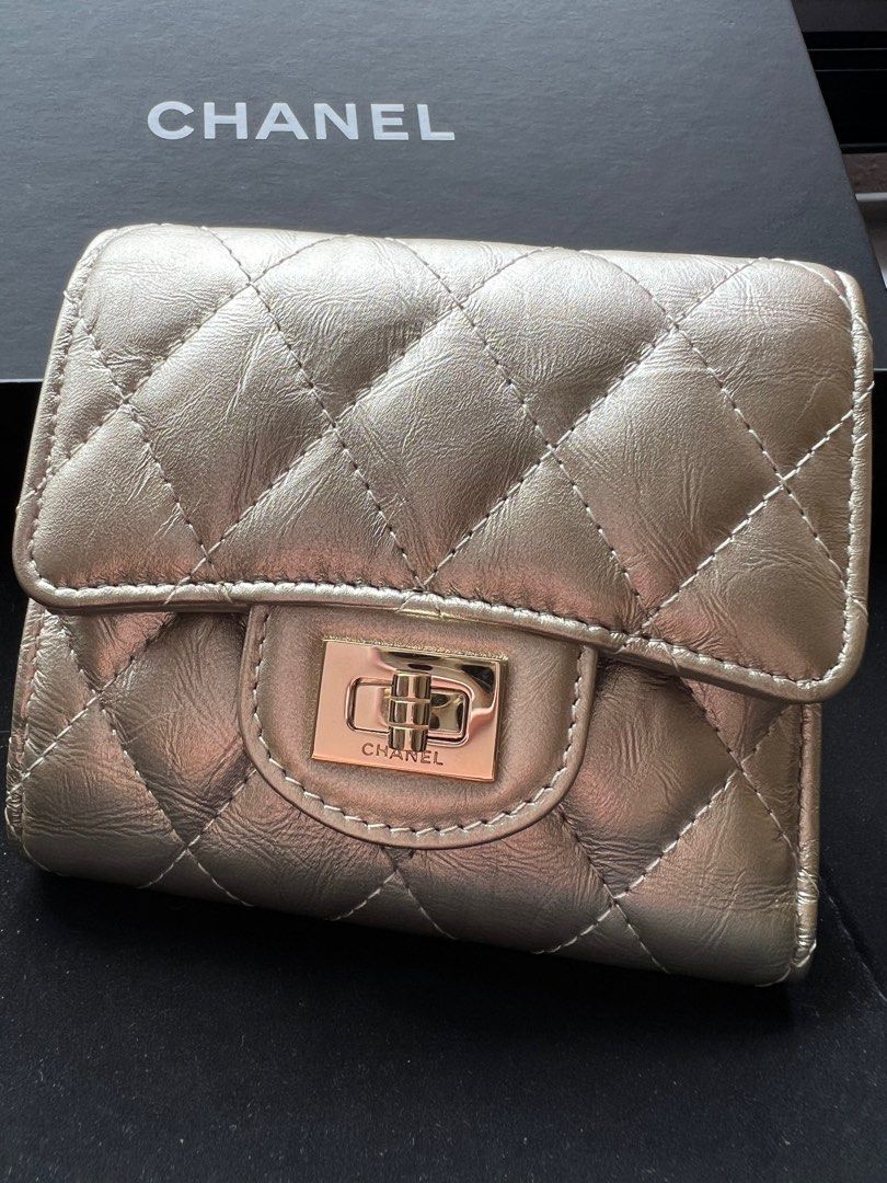 Chanel 2.55 Flap Wallet 20A gold metallic calfskin