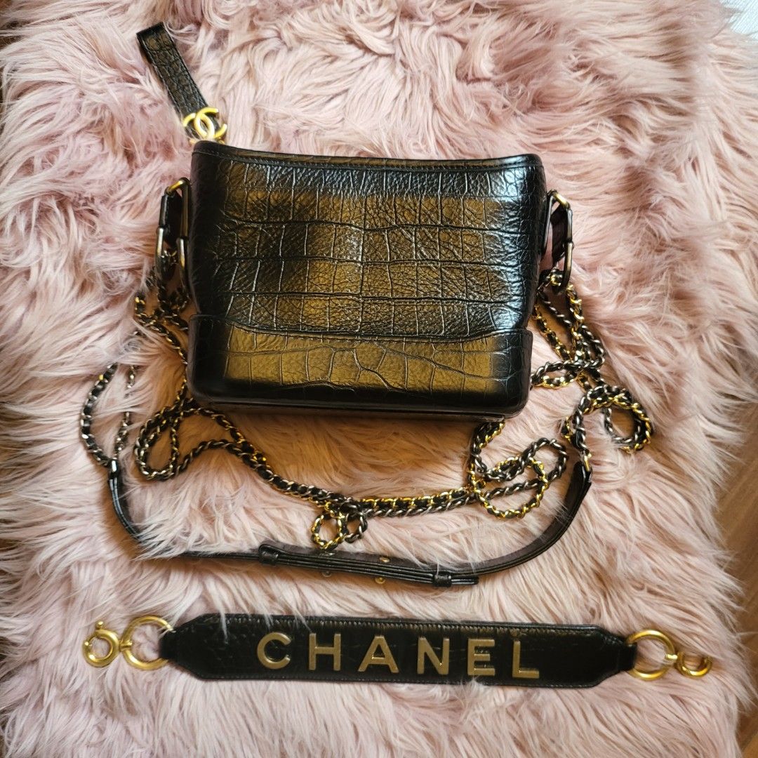 Chanel Gabrielle Large Croc Embossed, Preowned in Dustbag