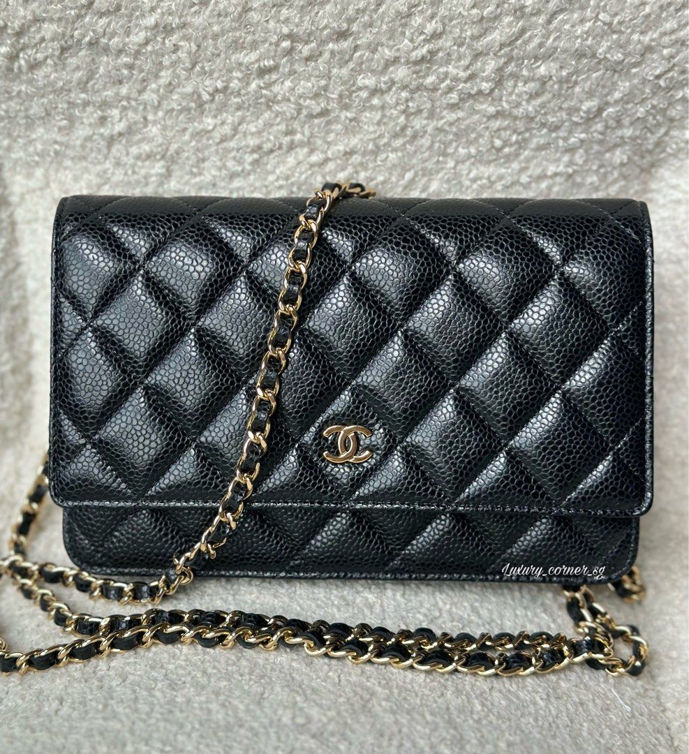 Chanel wallet on chain Black caviar, Luxury, Bags & Wallets on Carousell