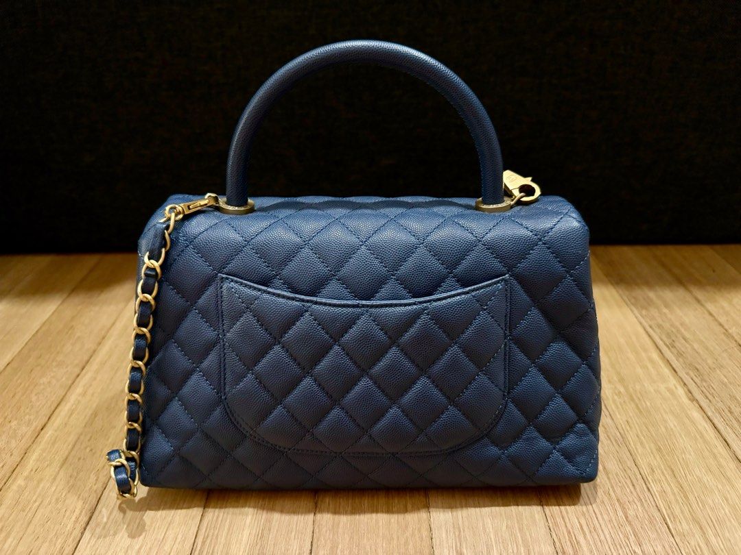 Chanel Navy Blue /Burgundy Caviar Leather and Lizard Medium Coco Top Handle  Bag Chanel | The Luxury Closet