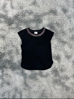 Chanel  Cut and Sew Bijoux Black Sleeve less T-shirt "Karl Lagerfeld Era"