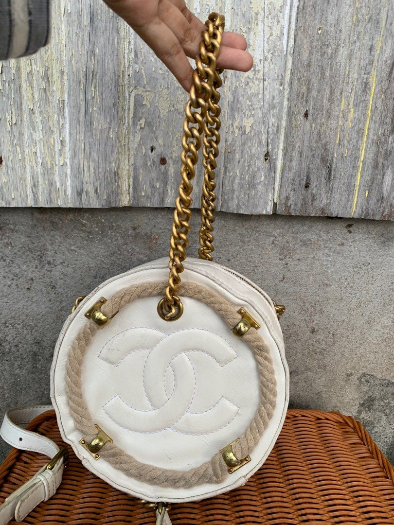 Chanel white round discount bag