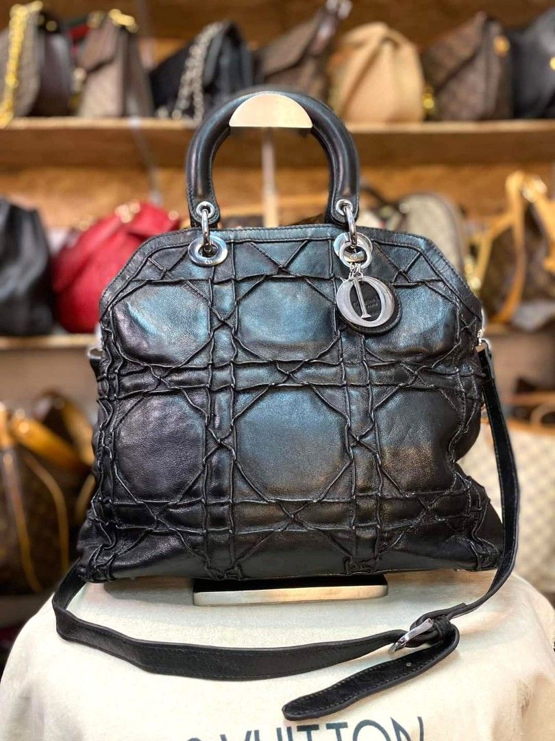 CHRISTIAN DIOR CANNAGE GRANVILLE BLACK TWO WAY BAG Luxury Bags