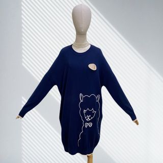 CL306 - Frapbois Zoo Blue Stretchable Wooly Texture Knit Dress