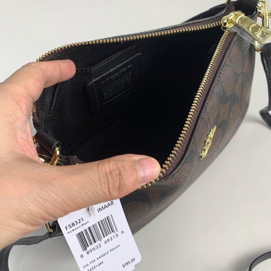 Coach Messico Top Handle Pouch in Signature (mahogany), Women's Fashion ...