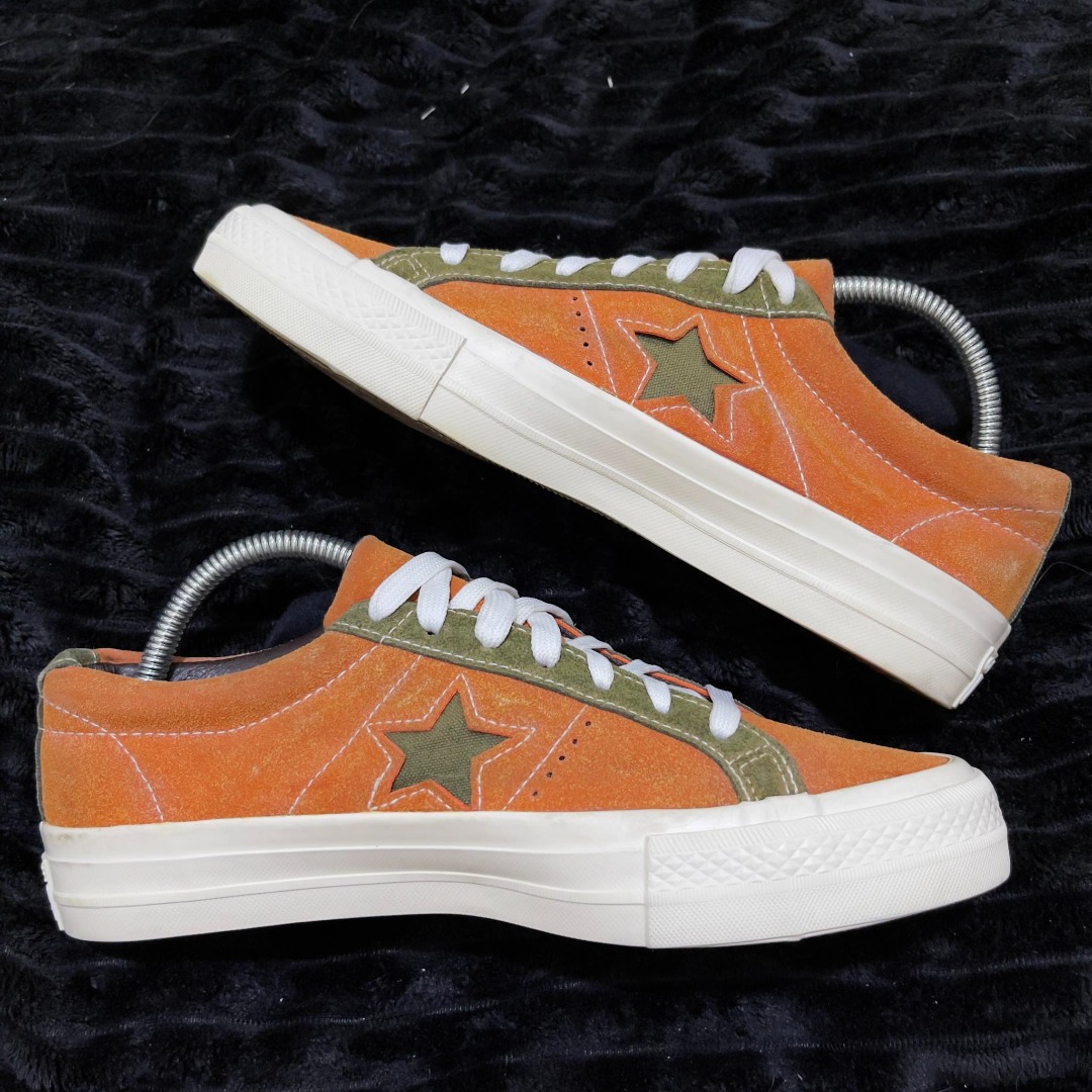 Converse One Star Mandarin Orange Field Green Suede