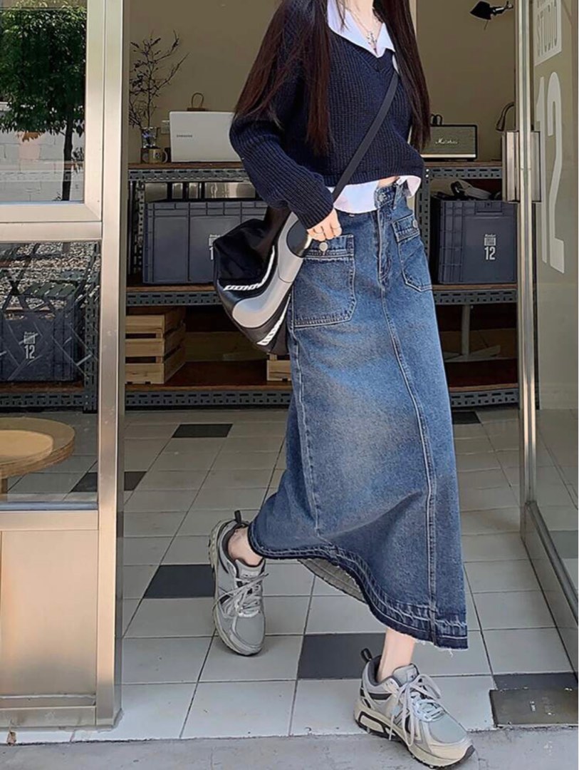 Jean skirt shein discount