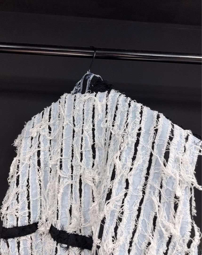 distressed boro frayed vest (Category: Coats, Jackets and Outerwear) located in Manila. Submitted by allinthiswall (Listing ID 1258191722, Image 3). Description: pre selling ⛓️⛓️ boro jacket heavily distressed boro frayed jacket😏🌐 Fits small to xl ( free size ) 2-3 weeks eta ( cuz made to order 😌 ) feel free to hit my dm for other pics and details! 💡 -12,000 🦋⚡️ a piece.. shipped 📧.