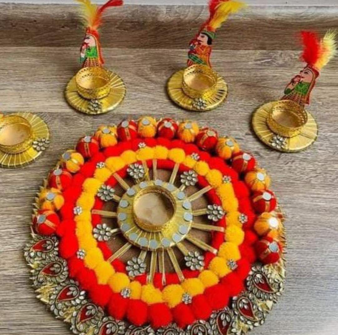 Diwali Decor Handpainted Wooden Rangoli Set 10 main image 1