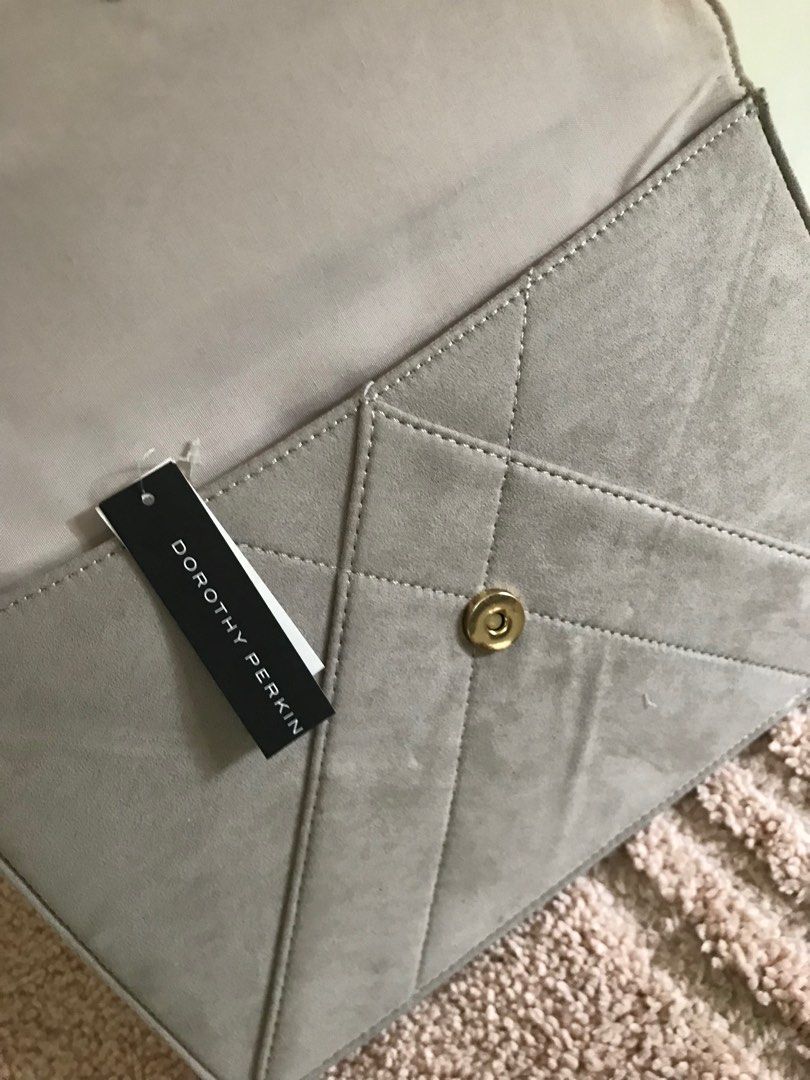 Brand New Dorothy Perkins Light Gray Envelope Clutch Bag Women s Fashion Bags Wallets Purses Pouches on Carousell