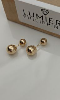 Elegant Gold Ball Stud Earring (No Thread - Ball Lock) | 7.8MM + 6.0MM | 18K | SDG | Yellow Gold