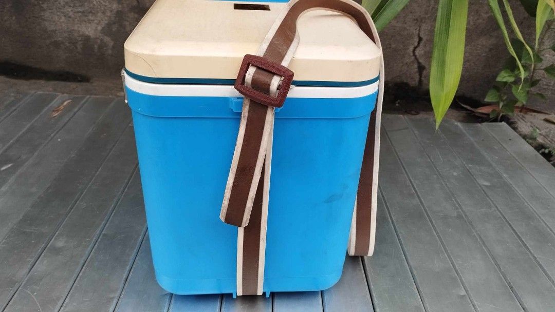 Fishing cooler outdoor camping swimming (Category: Food Organization & Storage) located in Manila. Submitted by benjie.benjie3 (Listing ID 1258210949, Image 2). Description: Fishing cooler outdoor camping swimming Brand= marine coolers 12 Model- fishing cooler Cooler size H= 11 1/4 nches L= 14 Inches W= 9 Inches Color = blue Material = hard plastic and stainless Made in Japan 2nd hand with scratch No warranty If there's Damage or Issues they can 