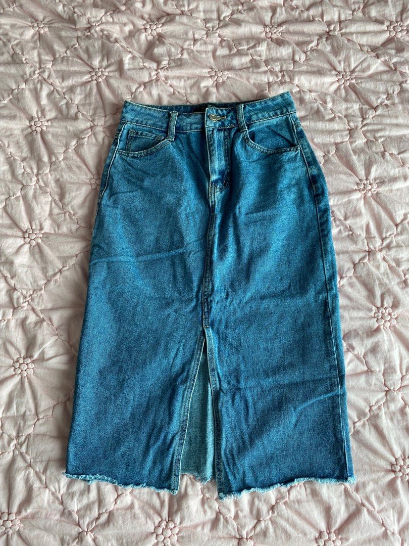 Forever 21 denim midi skirt deals