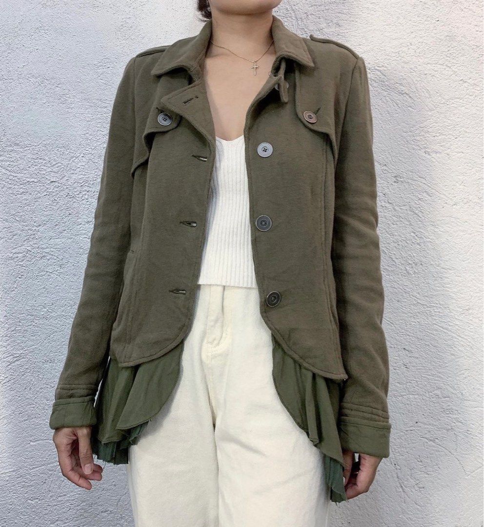 FREE PEOPLE Army Green Unique Cotton Jacket Medium 8 Women s Fashion Coats Jackets and Outerwear on Carousell