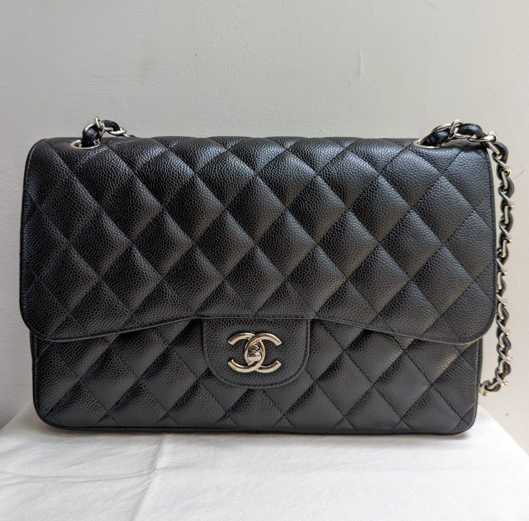 Full Set Jumbo Chanel Caviar Flap Bag