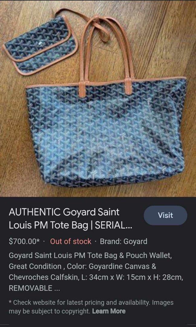 Goyard, Bags, Authentic Goyard Saint Louis Pm Tote