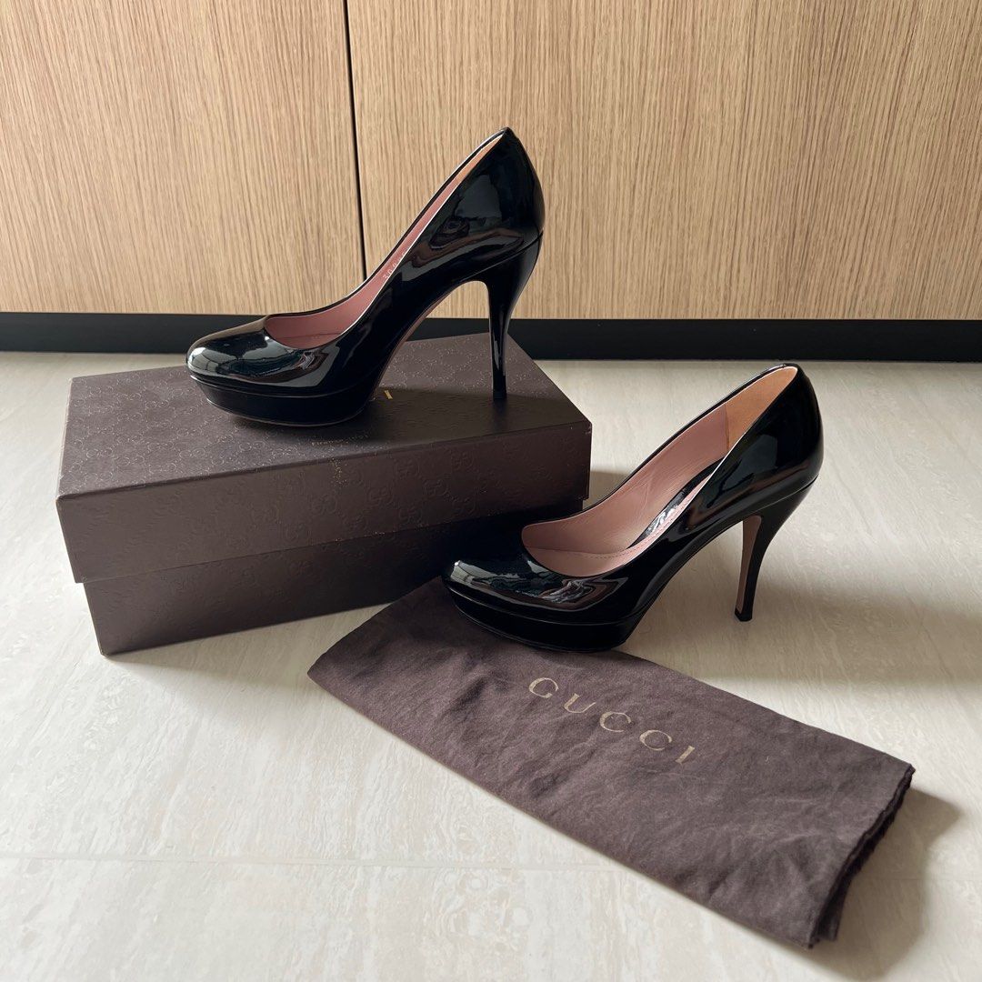 Gucci patent leather heels vernice naplack nero