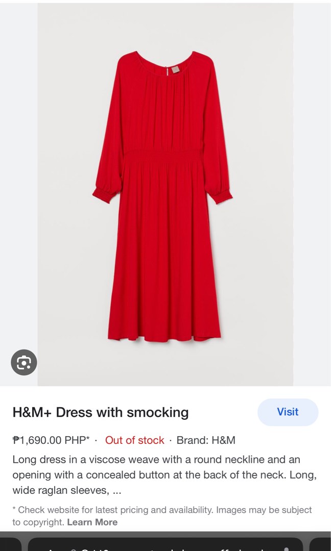 H m red dress with smocking Women s Fashion Dresses Sets Dresses on Carousell