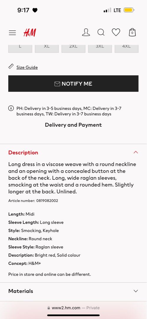 H&m red dress with smocking (Category: Dresses) located in Pasig City. Submitted by lhazeapparel271 (Listing ID 1258171339, Image 3). Description: Worn twice still good like new no flaws or issues..